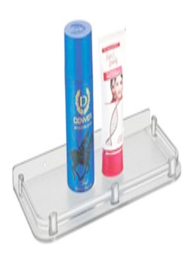 DRIZZLE Plastic Unbreakable Wall Shelf for Bathroom and Home Decor (14 Inch Long, Clear/Transparent) - Image 1